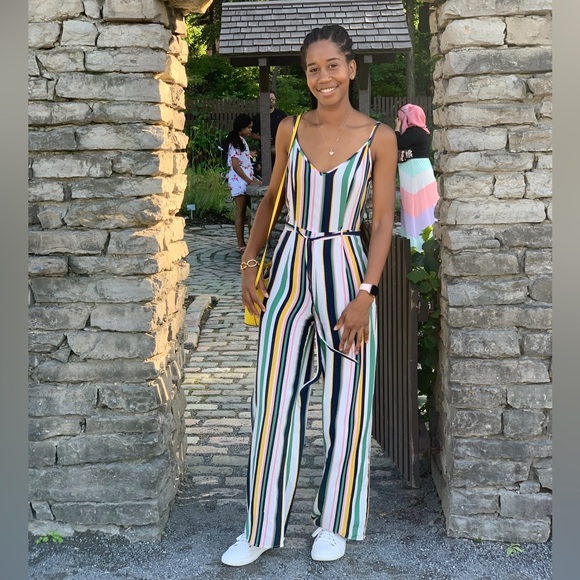 Multi Color Stripe Jumpsuit - Women’s Size Medium - Picture 1 of 9